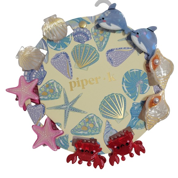 Piper K Accessories - Piper K Ocean Sea Life Mini Hair Claw Clips Dolphins Crabs Starfish Shells 10 Pc